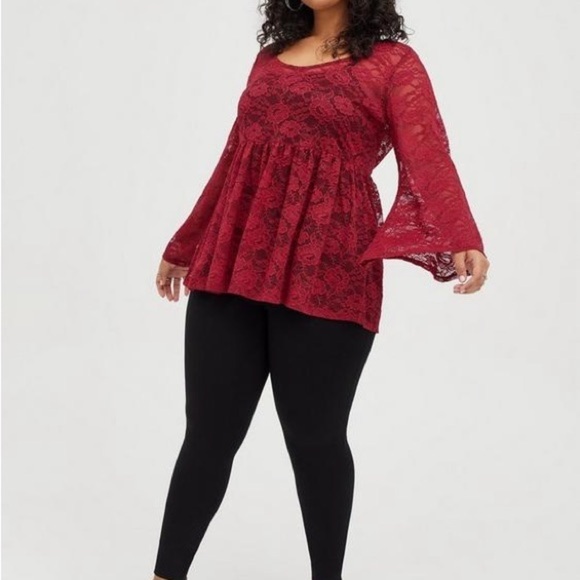 TORRID | Babydoll Stretch Lace Scoop Neck Long Sleeve Top | Size 1 / 1x - Picture 5 of 7
